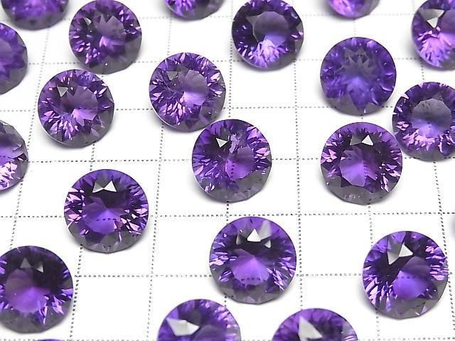 Hochwertiger Amethyst AAA loser Stein rund konkav geschliffen 12x12mm 1 Stück