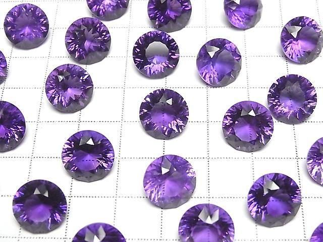 Hochwertiger Amethyst AAA loser Stein rund konkav geschliffen 12x12mm 1 Stück