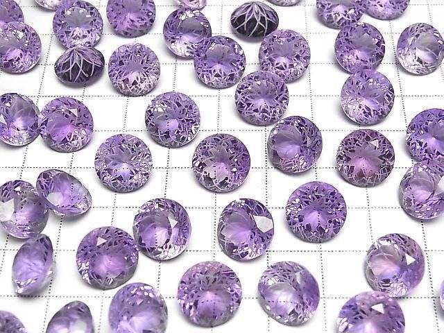 Hochwertiger Amethyst AAA loser Stein geschnitzt rund facettiert fancy 12x12mm 1 Stück
