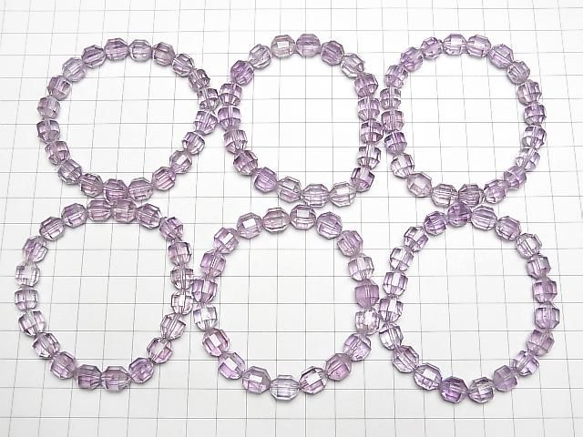 Helle Farbe Amethyst AAA- Doppelspitzen Facettierte Röhre 9x8mm Armband