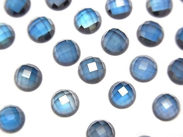 Hochwertiger London Blue Topas AAA runder facettierter Cabochon 6x6 mm 2 Stück
