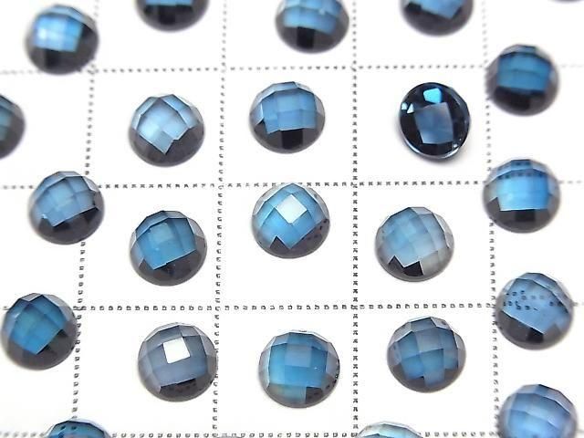 Hochwertiger London Blue Topas AAA runder facettierter Cabochon 6x6 mm 2 Stück