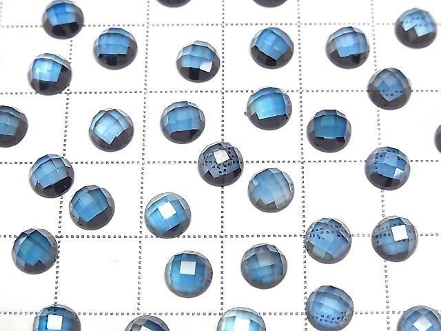 Hochwertiger London Blue Topas AAA runder facettierter Cabochon 6x6 mm 2 Stück