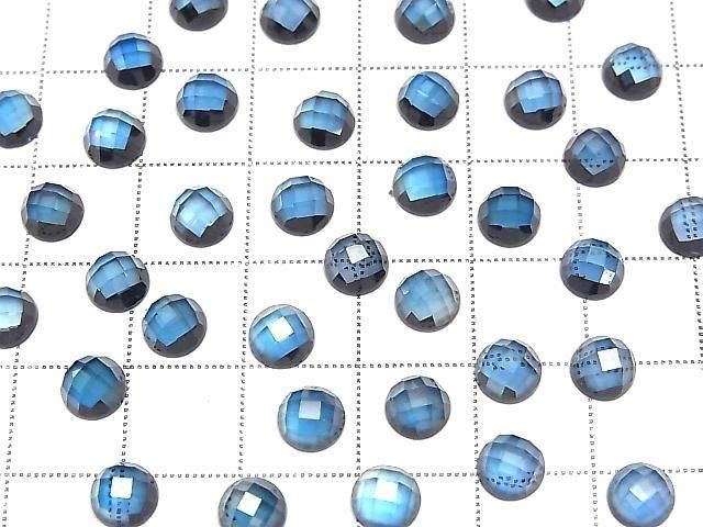 Hochwertiger London Blue Topas AAA runder facettierter Cabochon 6x6 mm 2 Stück