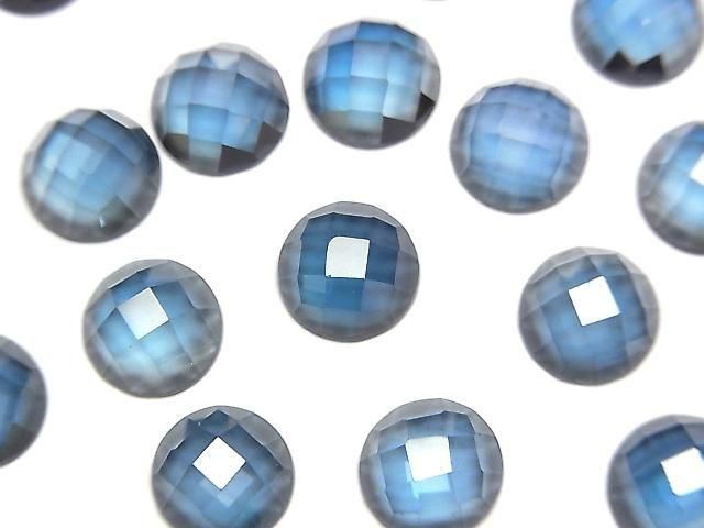 Hochwertiger London Blue Topas AAA runder facettierter Cabochon 8x8 mm 1 Stück