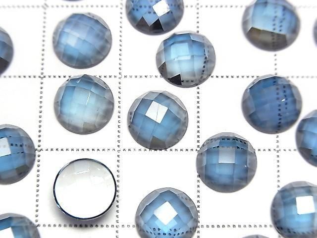 Hochwertiger London Blue Topas AAA runder facettierter Cabochon 8x8 mm 1 Stück