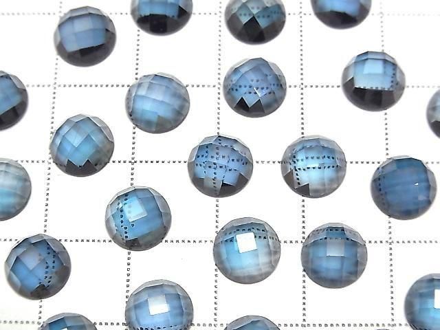 Hochwertiger London Blue Topas AAA runder facettierter Cabochon 8x8 mm 1 Stück