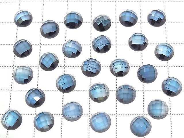 Hochwertiger London Blue Topas AAA runder facettierter Cabochon 8x8 mm 1 Stück
