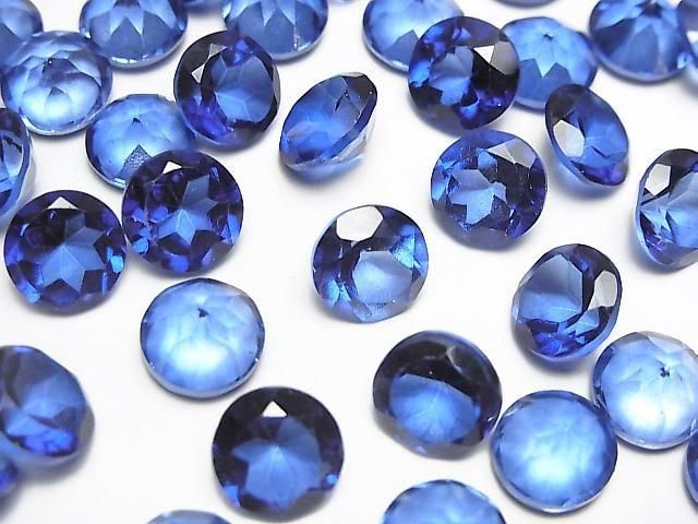 Hochwertiger blauer mystischer Topas AAA loser Stein rund facettiert 8x8mm (2 Stück)