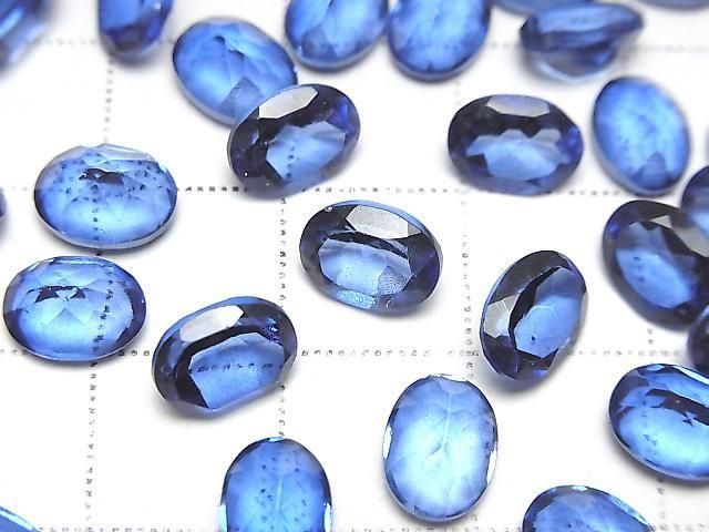 Hochwertiger blauer mystischer Topas AAA loser Stein oval facettiert 8x6mm 2 Stück