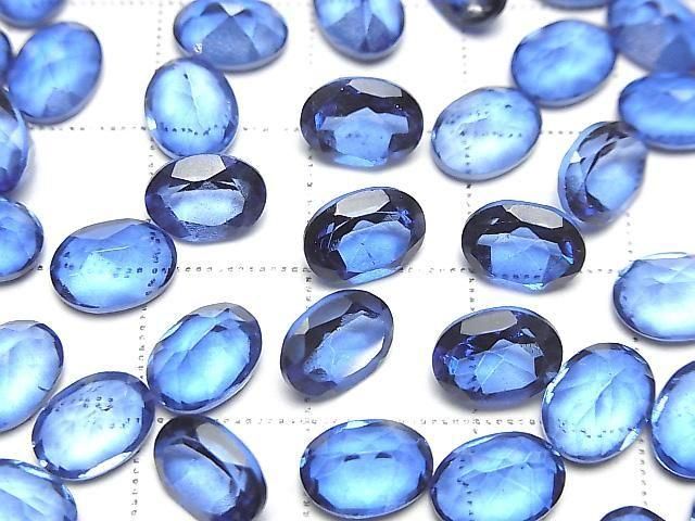 Hochwertiger blauer mystischer Topas AAA loser Stein oval facettiert 8x6mm 2 Stück