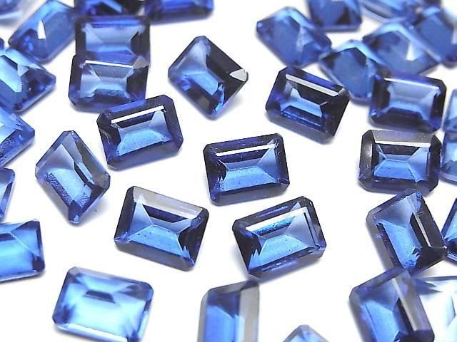 Hochwertiger blauer mystischer Topas AAA loser Stein rechteckig facettiert 8x6mm 2 Stück