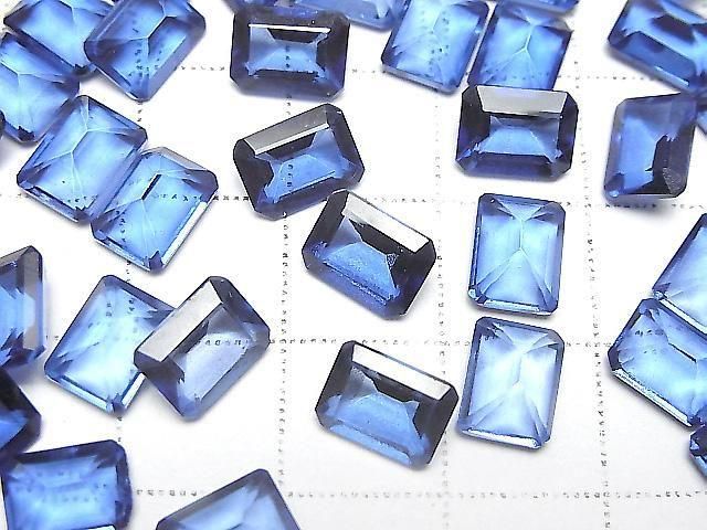 Hochwertiger blauer mystischer Topas AAA loser Stein rechteckig facettiert 8x6mm 2 Stück