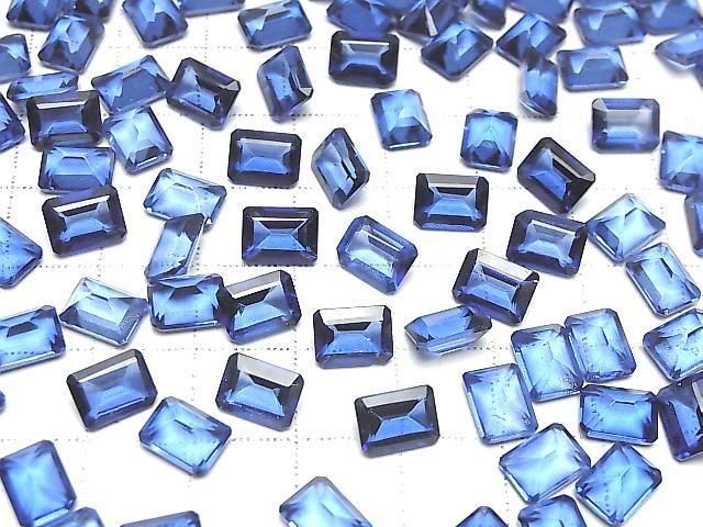 Hochwertiger blauer mystischer Topas AAA loser Stein rechteckig facettiert 8x6mm 2 Stück