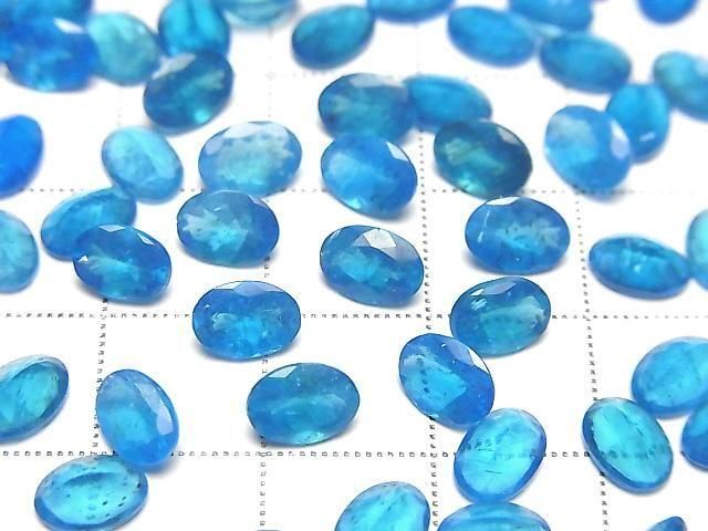 Hochwertiger Neonblauer Apatit AAA lose Steine oval facettiert 7x5mm 2Stück