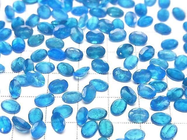 Hochwertiger Neonblauer Apatit AAA lose Steine oval facettiert 7x5mm 2Stück