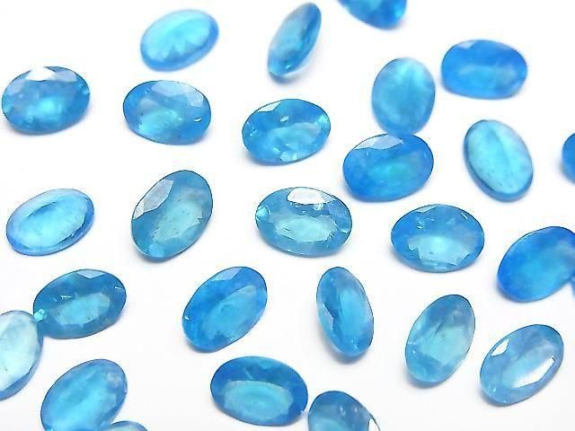 Hochwertiger Neonblauer Apatit AAA lose Steine oval facettiert 7x5mm 2Stück
