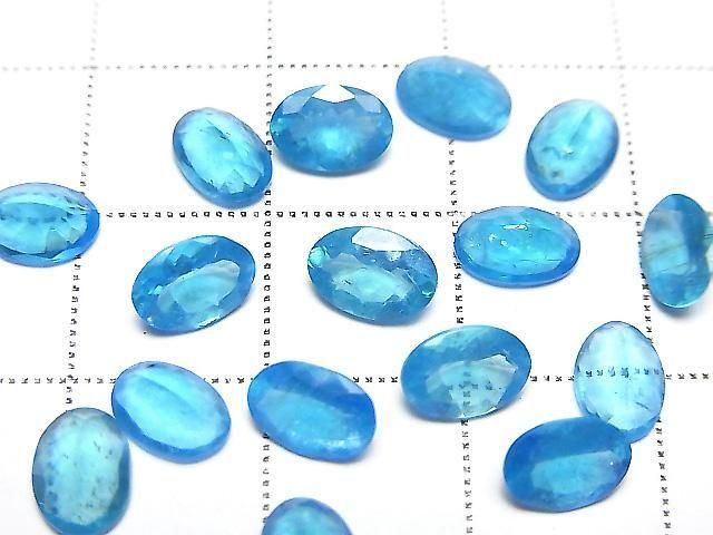 Hochwertiger Neonblauer Apatit AAA lose Steine oval facettiert 7x5mm 2Stück
