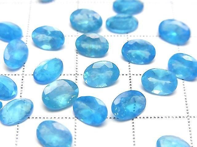 Hochwertiger Neonblauer Apatit AAA lose Steine oval facettiert 7x5mm 2Stück