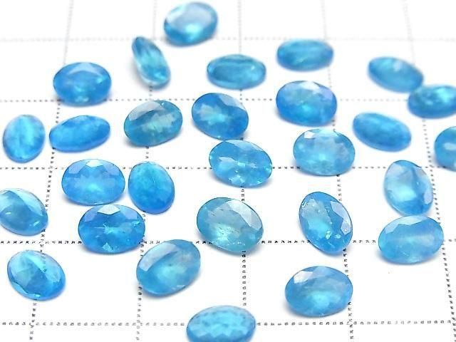 Hochwertiger Neonblauer Apatit AAA lose Steine oval facettiert 7x5mm 2Stück