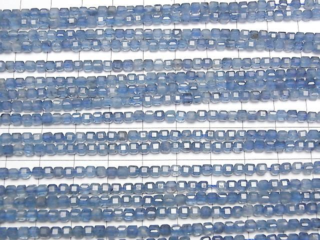 深海藍海水藍寶 AAA 級 - 方塊形 3x3x3 公釐 半串或 1 串珠子 (約 15 英寸/37 公分) 高品質!