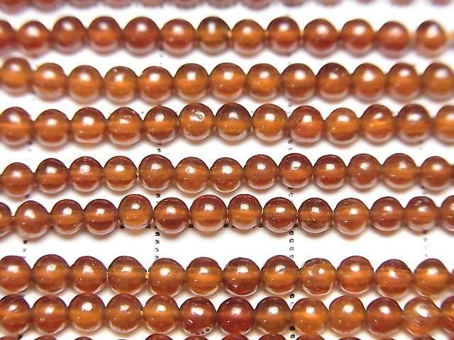 Hessonit Granat AAA- Rund 3mm 1 Strang Perlen (ca. 37 cm)