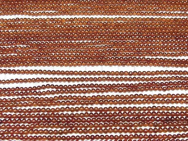 Hessonit Granat AAA- Rund 3mm 1 Strang Perlen (ca. 37 cm)