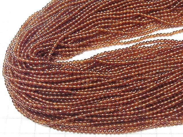 Hessonit Granat AAA- Rund 3mm 1 Strang Perlen (ca. 37 cm)