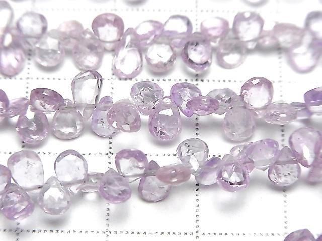 Unbehandelter lila Saphir AA++ Birnenform facettierte Briolette halbe oder 1 Strang Perlen (ca. 7 Zoll/18 cm)