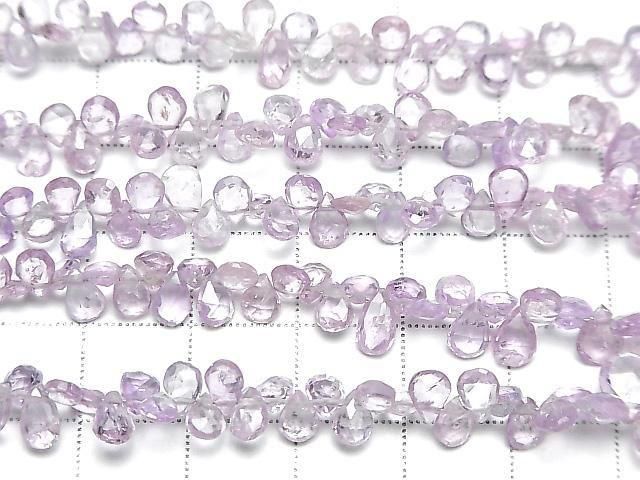 Unbehandelter lila Saphir AA++ Birnenform facettierte Briolette halbe oder 1 Strang Perlen (ca. 7 Zoll/18 cm)