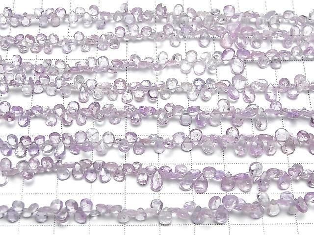 Unbehandelter lila Saphir AA++ Birnenform facettierte Briolette halbe oder 1 Strang Perlen (ca. 7 Zoll/18 cm)