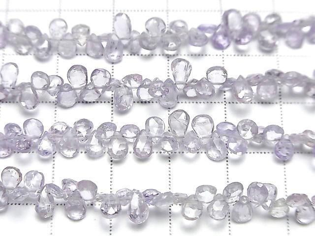 Unbehandelter blau-lila Saphir AA++ Birnenform facettierte Briolette halbe oder 1 Strang Perlen (ca. 7 Zoll/18 cm)
