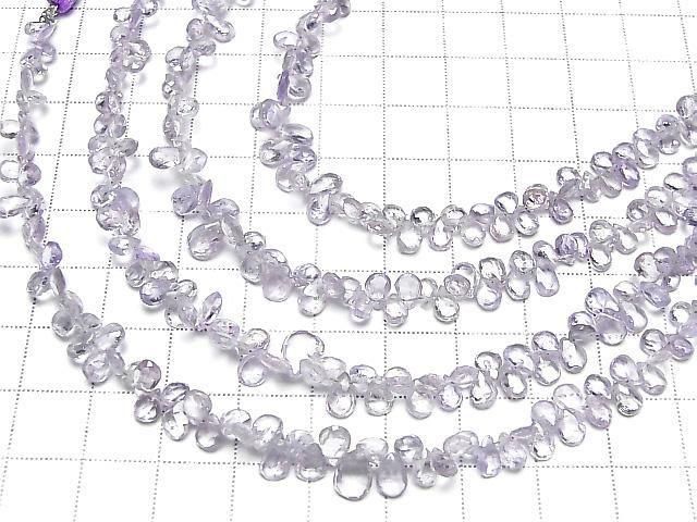 Unbehandelter blau-lila Saphir AA++ Birnenform facettierte Briolette halbe oder 1 Strang Perlen (ca. 7 Zoll/18 cm)