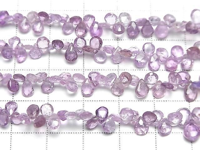 Unbehandelter lila Saphir AA++ Birnenform facettierte Briolette halbe oder 1 Strang Perlen (ca. 7 Zoll/18 cm)