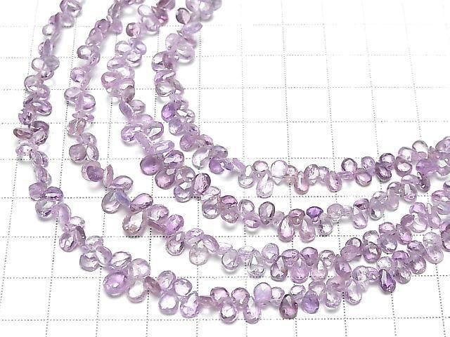 Unbehandelter lila Saphir AA++ Birnenform facettierte Briolette halbe oder 1 Strang Perlen (ca. 7 Zoll/18 cm)