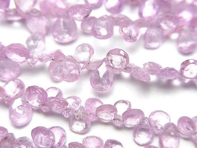 Unbehandelter rosa Saphir AA++ Birnenform facettierte Briolette halbe oder 1 Strang Perlen (ca. 7 Zoll/18 cm)