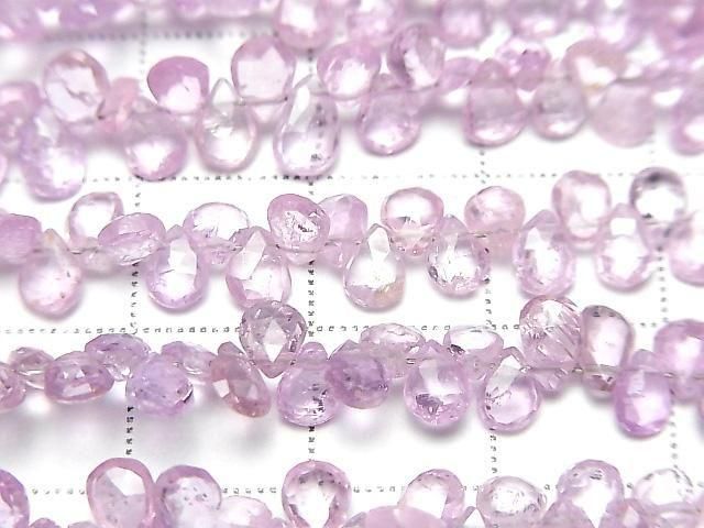 Unbehandelter rosa Saphir AA++ Birnenform facettierte Briolette halbe oder 1 Strang Perlen (ca. 7 Zoll/18 cm)