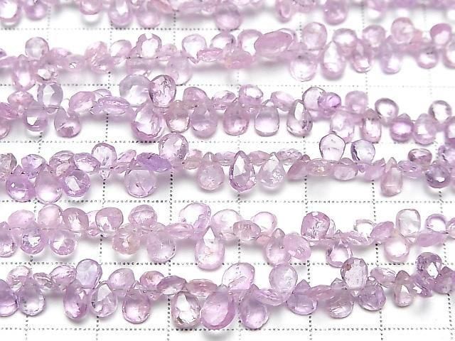 Unbehandelter rosa Saphir AA++ Birnenform facettierte Briolette halbe oder 1 Strang Perlen (ca. 7 Zoll/18 cm)