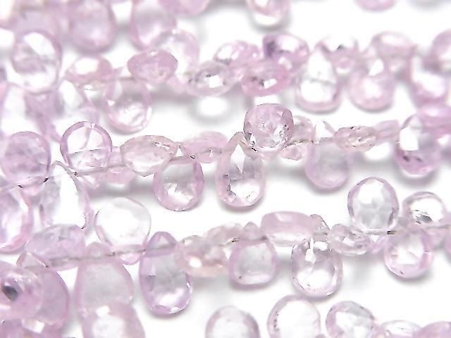 Unbehandelter rosa Saphir AA++ Birnenform facettierte Briolette halbe oder 1 Strang Perlen (ca. 7 Zoll/18 cm)