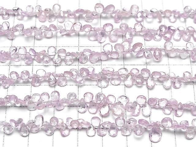 Unbehandelter rosa Saphir AA++ Birnenform facettierte Briolette halbe oder 1 Strang Perlen (ca. 7 Zoll/18 cm)