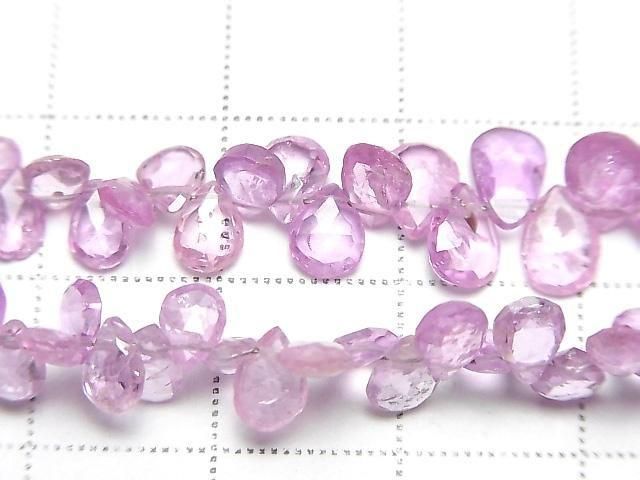 Unbehandelter rosa Saphir AA++ Birnenform facettierte Briolette halbe oder 1 Strang Perlen (ca. 7 Zoll/18 cm)