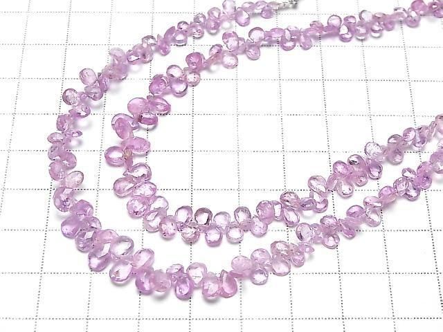 Unbehandelter rosa Saphir AA++ Birnenform facettierte Briolette halbe oder 1 Strang Perlen (ca. 7 Zoll/18 cm)