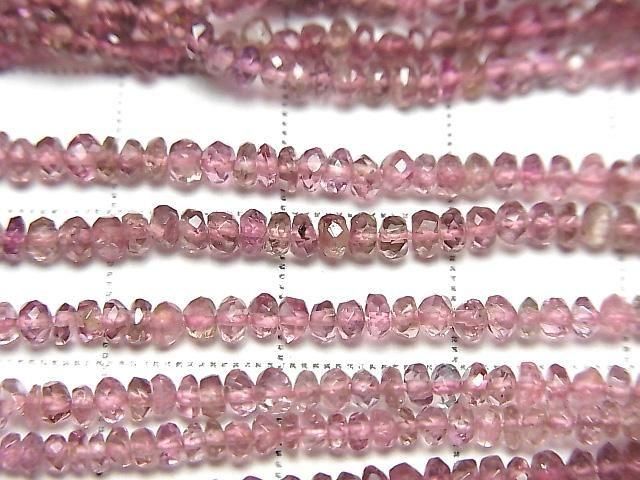 Hochwertiger rosa Turmalin AAA- Facettierte Knopf-Rondelle Halb oder 1 Strang Perlen (ca. 14 Zoll/35 cm)