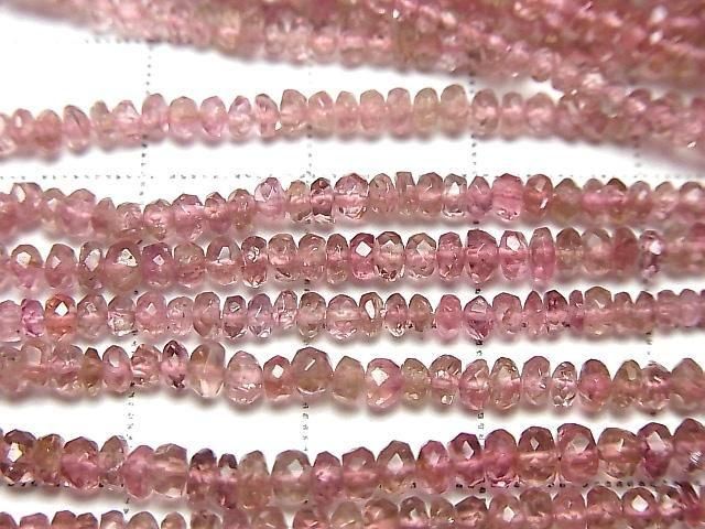Hochwertiger rosa Turmalin AAA- Facettierte Knopf-Rondelle Halb oder 1 Strang Perlen (ca. 14 Zoll/35 cm)