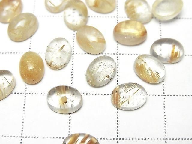 Rutilquarz AA++ Oval Cabochon 8x6mm 3 Stück