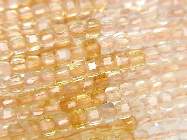 Hochwertig! Citrin AAA- Würfelform 2x2x2mm Farbverlauf 1 Strang Perlen (ca. 15 Zoll/37 cm)