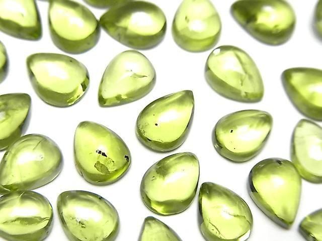 Hochwertiger Peridot AAA- Birnenform Cabochon 8x6mm 2 Stück