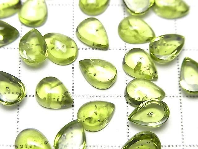 Hochwertiger Peridot AAA- Birnenform Cabochon 8x6mm 2 Stück