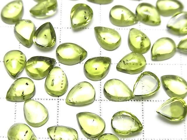 Hochwertiger Peridot AAA- Birnenform Cabochon 8x6mm 2 Stück
