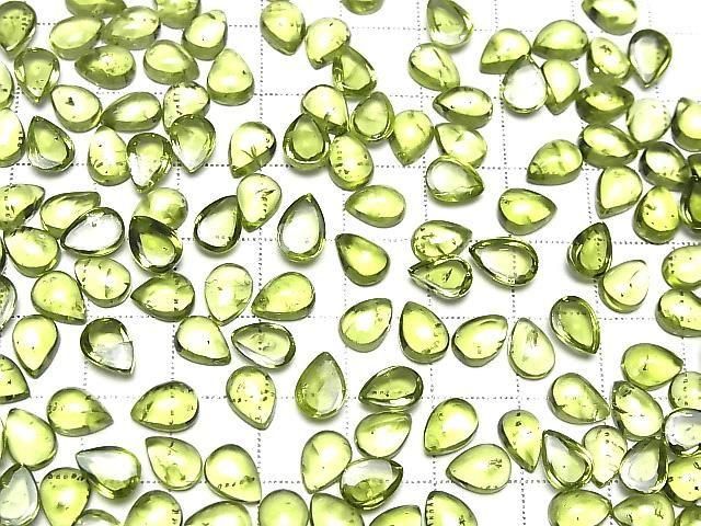 Hochwertiger Peridot AAA- Birnenform Cabochon 8x6mm 2 Stück